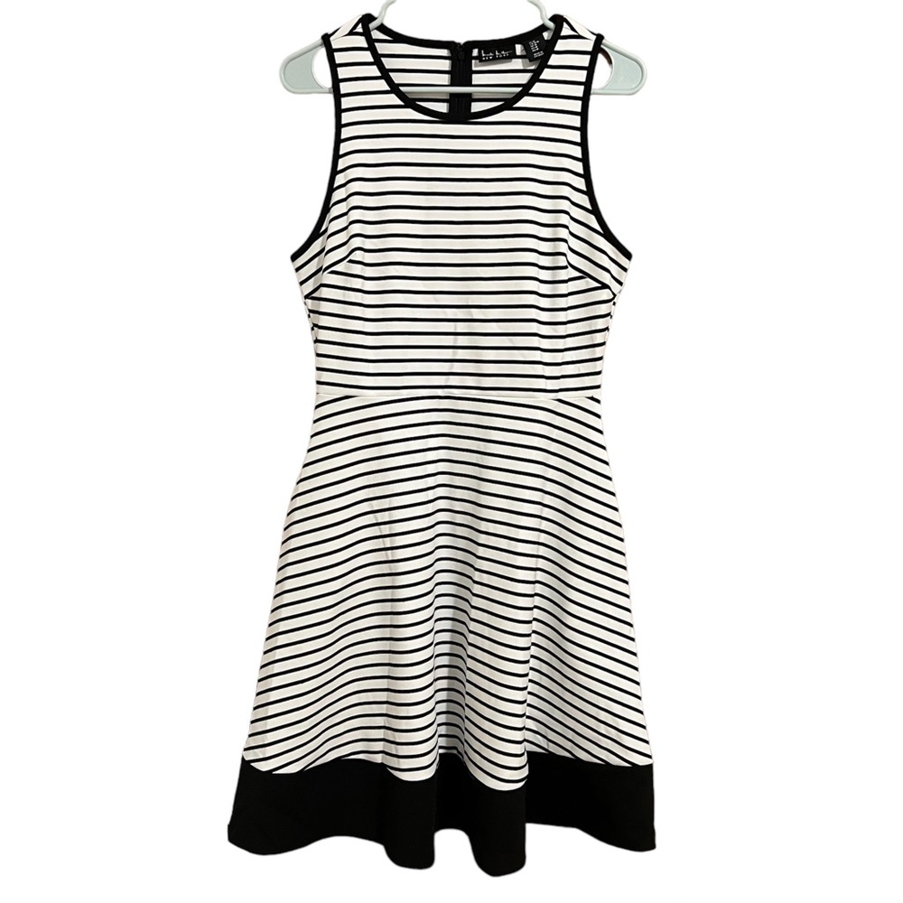 Nicole Miller Striped Fit And Flare Dress